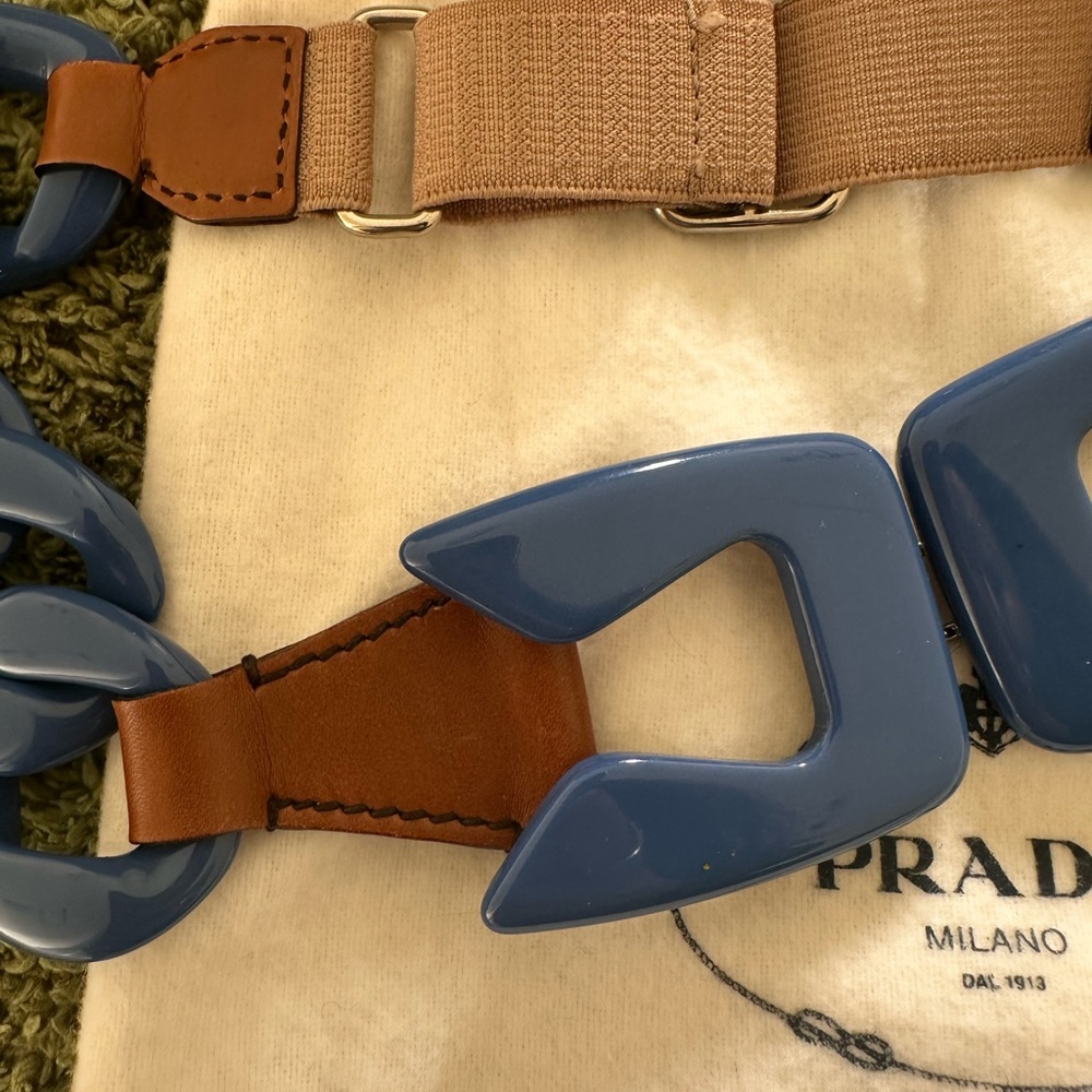 Prada Blue and Brown Adjustable Chain Belt - Picture 5 of 7